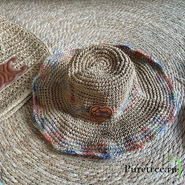 LOUIS VUITON | Rainbow color straw bucket hat 01 - 1