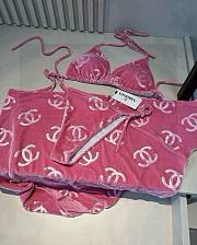 Chanel corduroy classic bikini three-piece set - 6