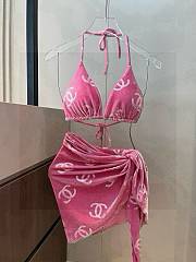 Chanel corduroy classic bikini three-piece set - 3