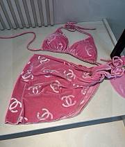 Chanel corduroy classic bikini three-piece set - 2