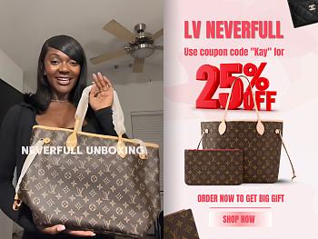 LOUIS VUITTON | Neverfull Monogram Canvas Rose Ballerine 32cm | M41181
