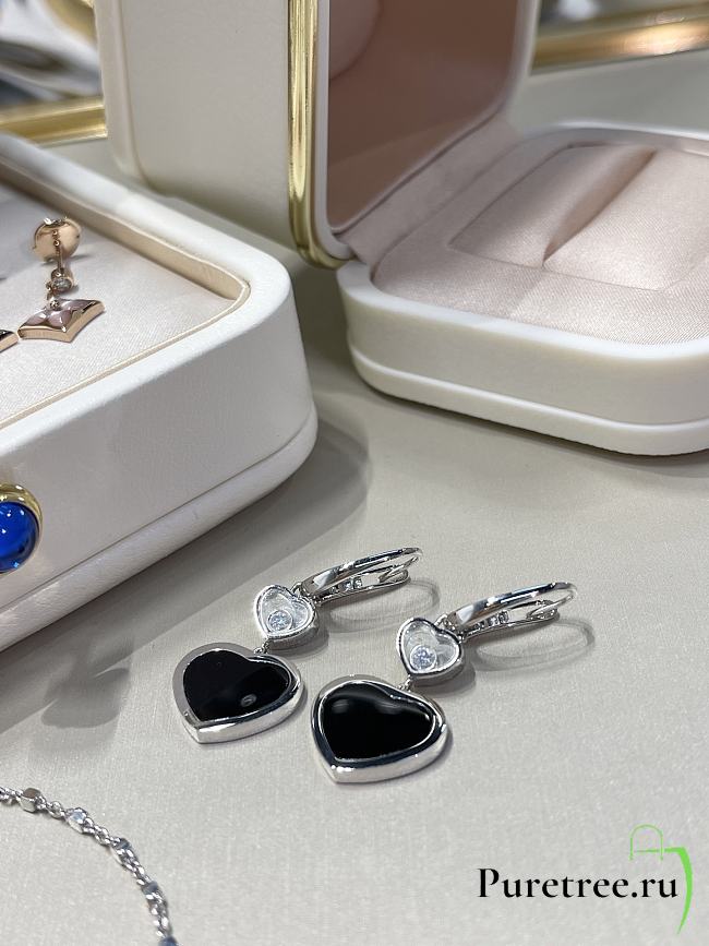Chopard Black Onyx Heart Diamond Earrings - 1
