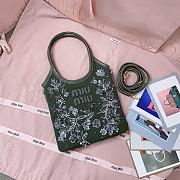 MIUMIU | Olive Green Ivy Embroidered Gabardine Bag - 1