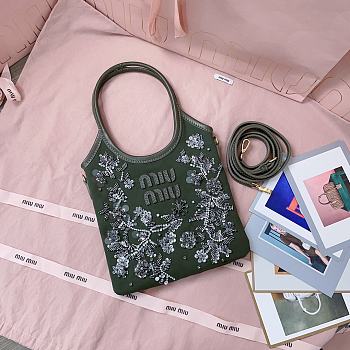 MIUMIU | Olive Green Ivy Embroidered Gabardine Bag