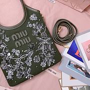 MIUMIU | Olive Green Ivy Embroidered Gabardine Bag - 6