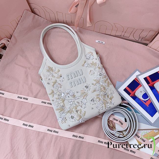 MIUMIU | IVY embroidered gabardine bag Chalk color - 1