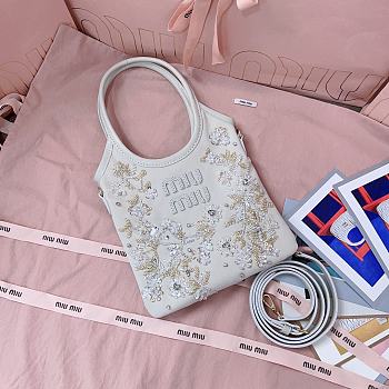 MIUMIU | IVY embroidered gabardine bag Chalk color
