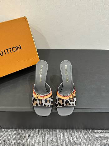 LOUIS VUITTON | Leopard Print Thin Cat Heel Ballet Sandals 05