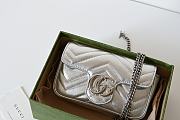 GUCCI | GG Marmont mini bag Silver metallic chevron leather - 1