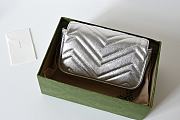 GUCCI | GG Marmont mini bag Silver metallic chevron leather - 2