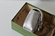 GUCCI | GG Marmont mini bag Silver metallic chevron leather - 4