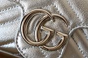 GUCCI | GG Marmont mini bag Silver metallic chevron leather - 6