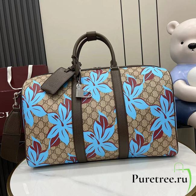 GUCCI | GG Supreme Canvas Beige and dark brown travel bag - 1