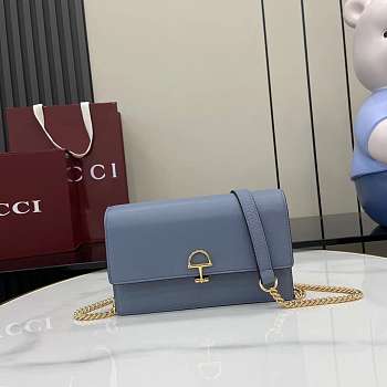 GUCCI | Softbit continental wallet ob chain grainy leather in blue