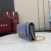 GUCCI | Softbit continental wallet ob chain grainy leather in blue - 6