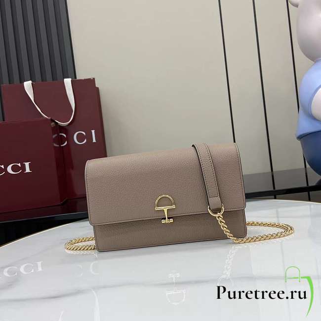 GUCCI | Softbit continental wallet ob chain grainy leather in beige - 1