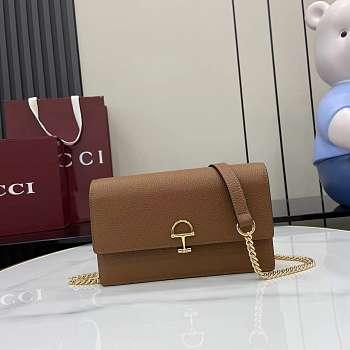 GUCCI | Softbit continental wallet ob chain grainy leather in brown
