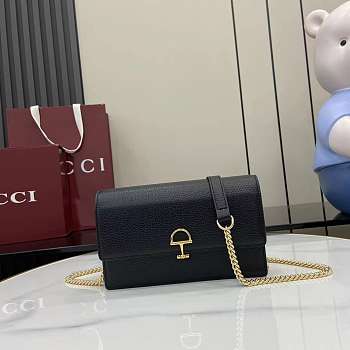GUCCI | Softbit continental wallet ob chain grainy leather in black