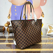 LOUIS VUITTON | Neverfull MM Bag Damier Ebene Canvas Cerise Red - 6