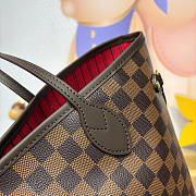 LOUIS VUITTON | Neverfull MM Bag Damier Ebene Canvas Cerise Red - 3