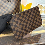 LOUIS VUITTON | Neverfull MM Bag Damier Ebene Canvas Cerise Red - 2