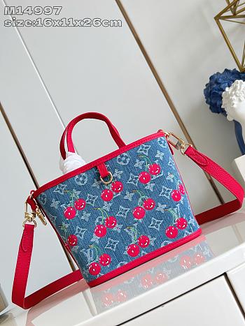  LV x TM Neverfull Inside Out BB bag Monogram Denim with cherry motif