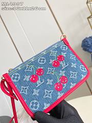  LV x TM Neverfull Inside Out BB bag Monogram Denim with cherry motif - 4