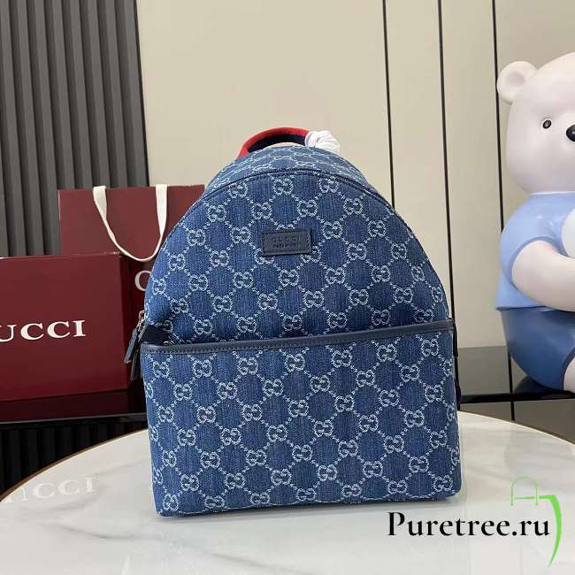 GUCCI | Children's GG backpack Blue and ivory GG denim - 1