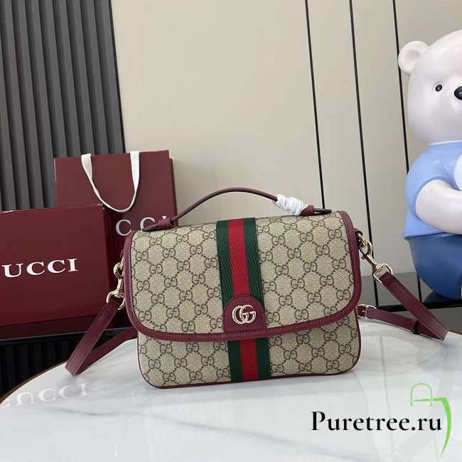 GUCCI | Ophidia medium top handle bag in burgundy - 1