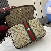 GUCCI | Ophidia medium top handle bag beige and dark brown  - 4