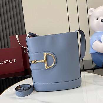 GUCCI | 73 medium bucket bag Dusty blue smooth leather