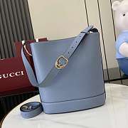 GUCCI | 73 medium bucket bag Dusty blue smooth leather - 4