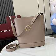 GUCCI | 73 medium bucket bag Taupe smooth leather - 6