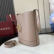 GUCCI | 73 medium bucket bag Taupe smooth leather - 4