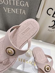 VERSACE | Alia Rubber Flat Sandals In Pink - 4