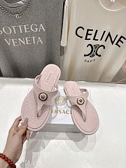 VERSACE | Alia Rubber Flat Sandals In Pink - 2