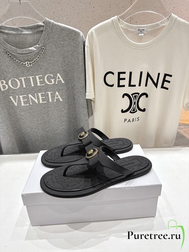 VERSACE | Alia Rubber Flat Sandals In Black 02 - 1