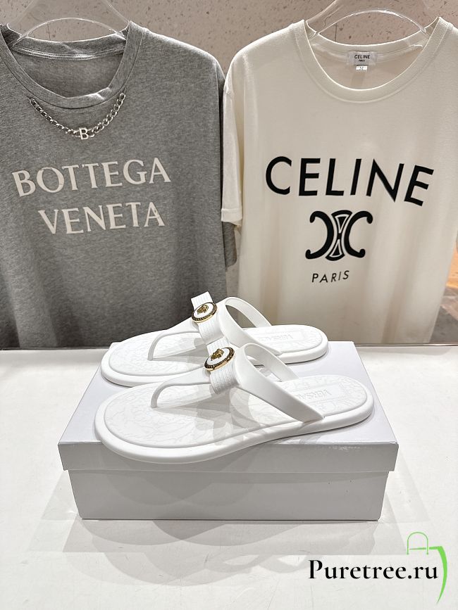 VERSACE | Alia Rubber Flat Sandals In White 02 - 1