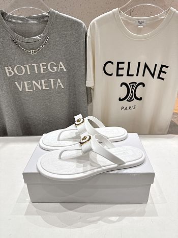 VERSACE | Alia Rubber Flat Sandals In White 02