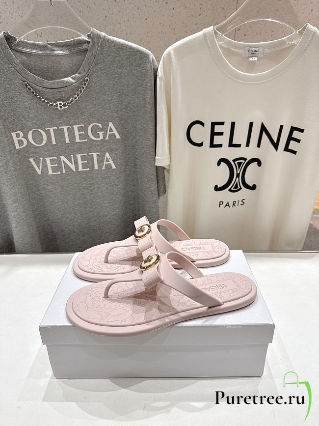 VERSACE | Alia Rubber Flat Sandals In Pink 02 - 1