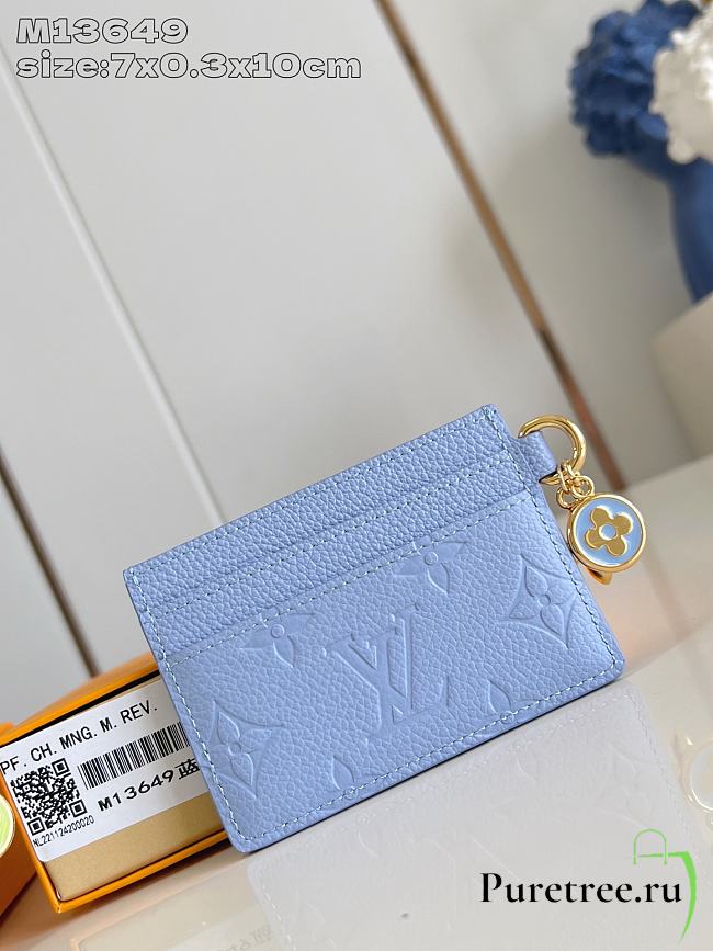 LOUIS VUITTON | Charms Card Holder Monogram Empreinte Leather In Blue - 1