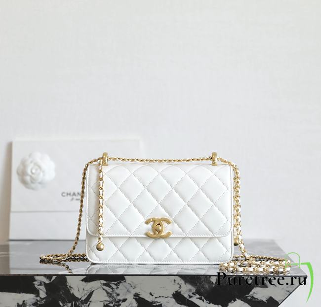 CHANEL | WOC Lambskin White Size 22x14.5x8 cm - 1