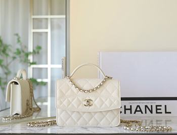 CHANEL | Top Handle Bag In White Size 18x14x3 cm