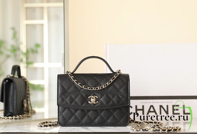 CHANEL | Top Handle Bag In Black Size 18x14x3 cm - 1