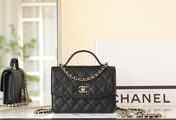 CHANEL | Top Handle Bag In Black Size 18x14x3 cm