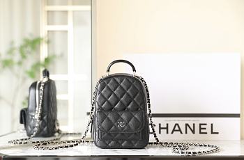 CHANEL | CC Mini Classic Backpack Carviar Silver Hardware In Black