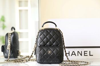 CHANEL | CC Mini Classic Backpack Carviar Gold Hardware In Black