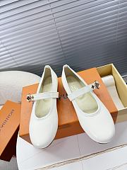 LOUIS VUITTON | Leather Ballet Shoes In White - 3