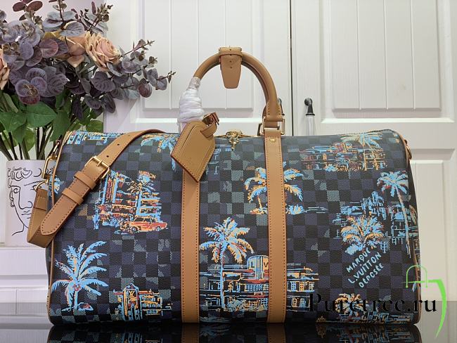 LOUIS VUITTON | Keepall Bandoulière 50 Damier Marina Blue - 1