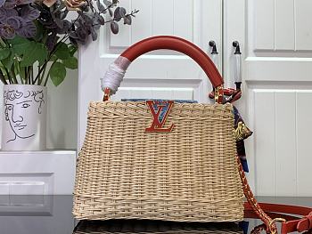 LV x TM Capucines BB Rattan/Cowhide Red